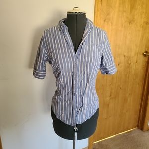 AEO button down tee shirt pin stripe dress top